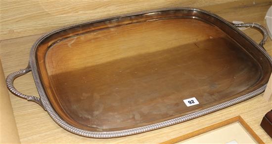 A plated two handled tray length 74cm